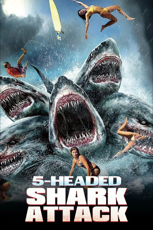 5 Headed Shark Attack Poster